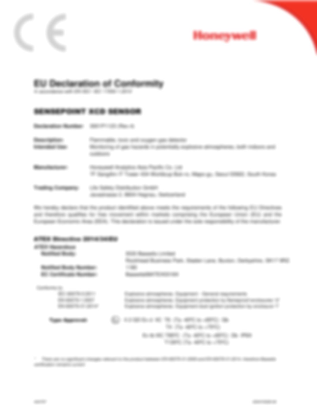 CE Sensor Declaration
