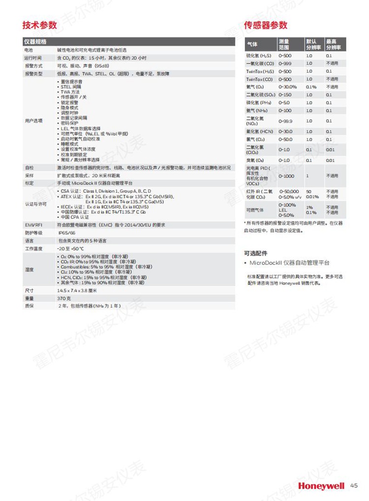 HoneywellBW M5 Technical Specification
